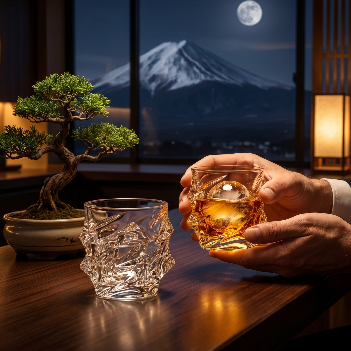 Storm Japanese Crystal Whiskey Glasses Set of 2 | 10oz