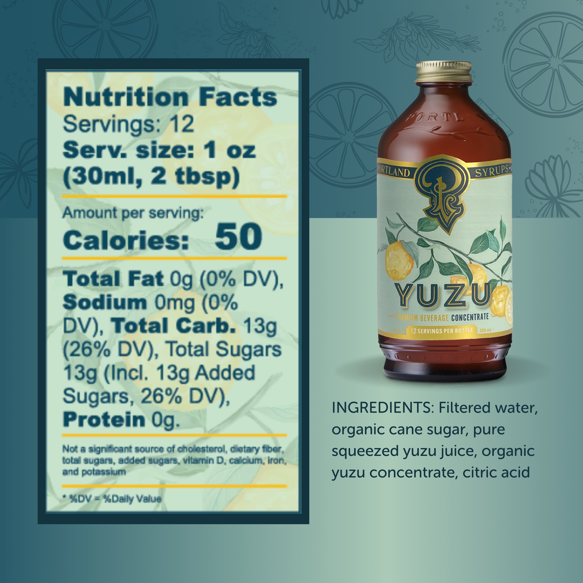 Yuzu Syrup 12oz  - cocktail / mocktail mixer