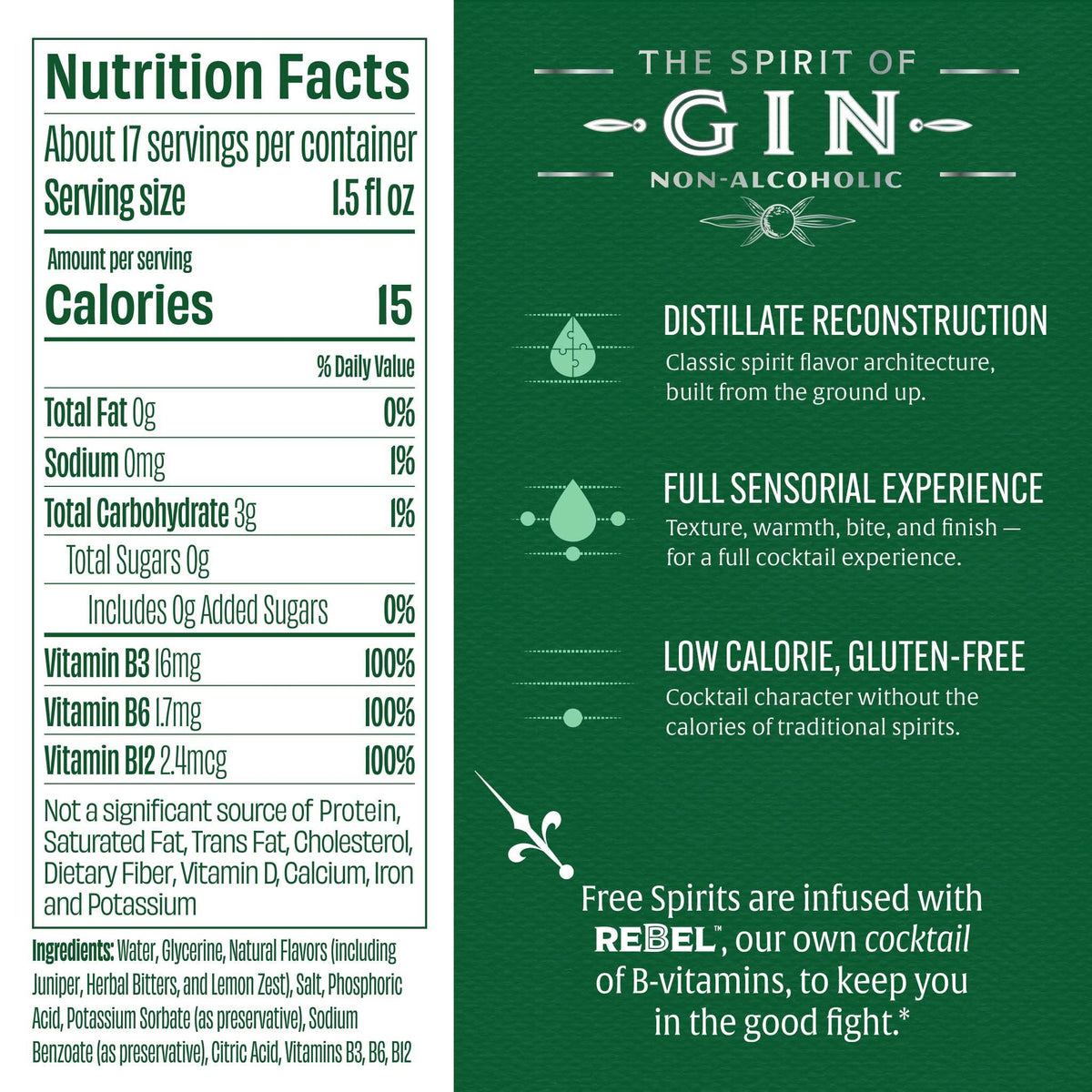 Free Spirits Non-Alcoholic Gin Alternative - 750 ml Bottle