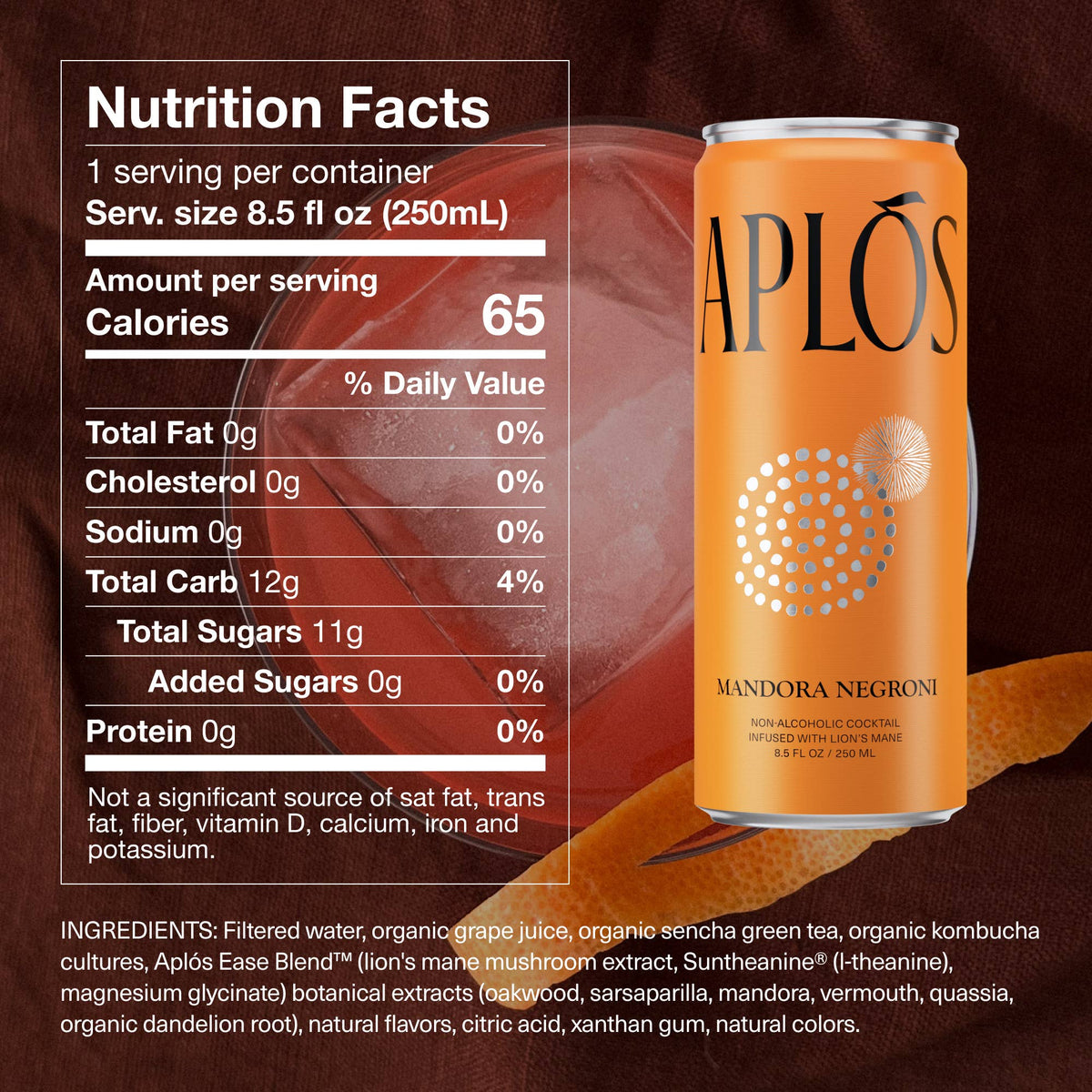 Aplós Mandora Negroni Non-Alcoholic 8.5oz - 4 cans