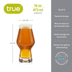 Tapered Glass IPA Beer Glasses Set of 4
