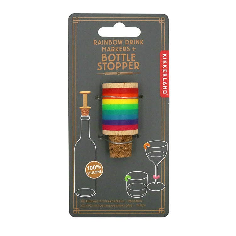 Rainbow Wine Rings + Stopper