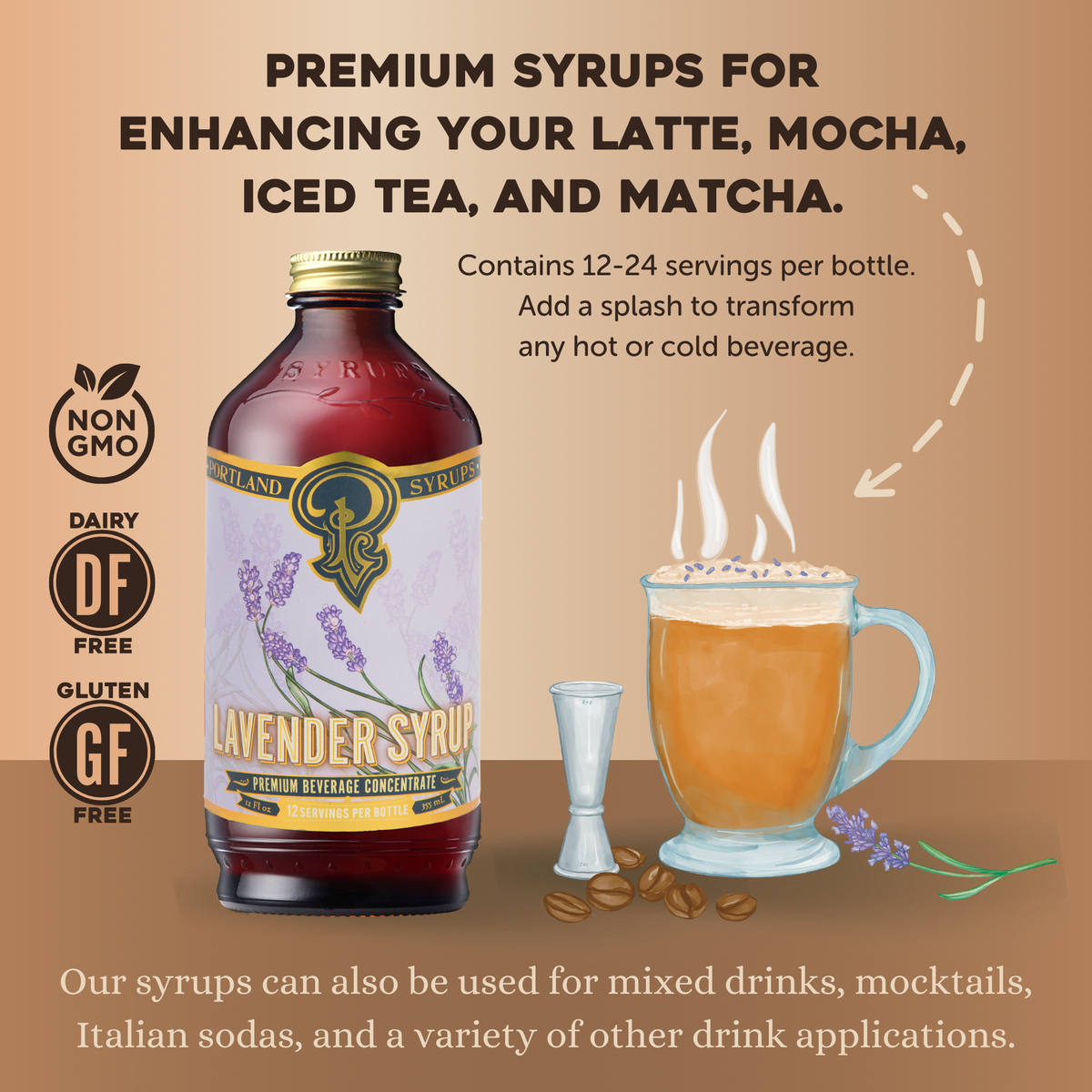 Lavender Syrup 12oz - cocktail / mocktail beverage mixer