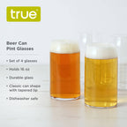 Glass Beer Can Shaped Pint Glasses Set of 4