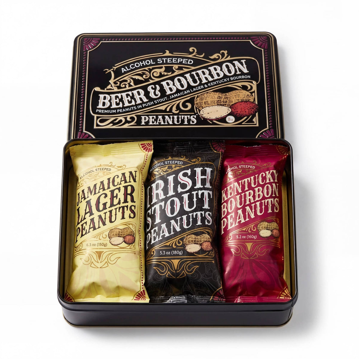 Beer and Bourbon Liquor Peanuts Gift Tin