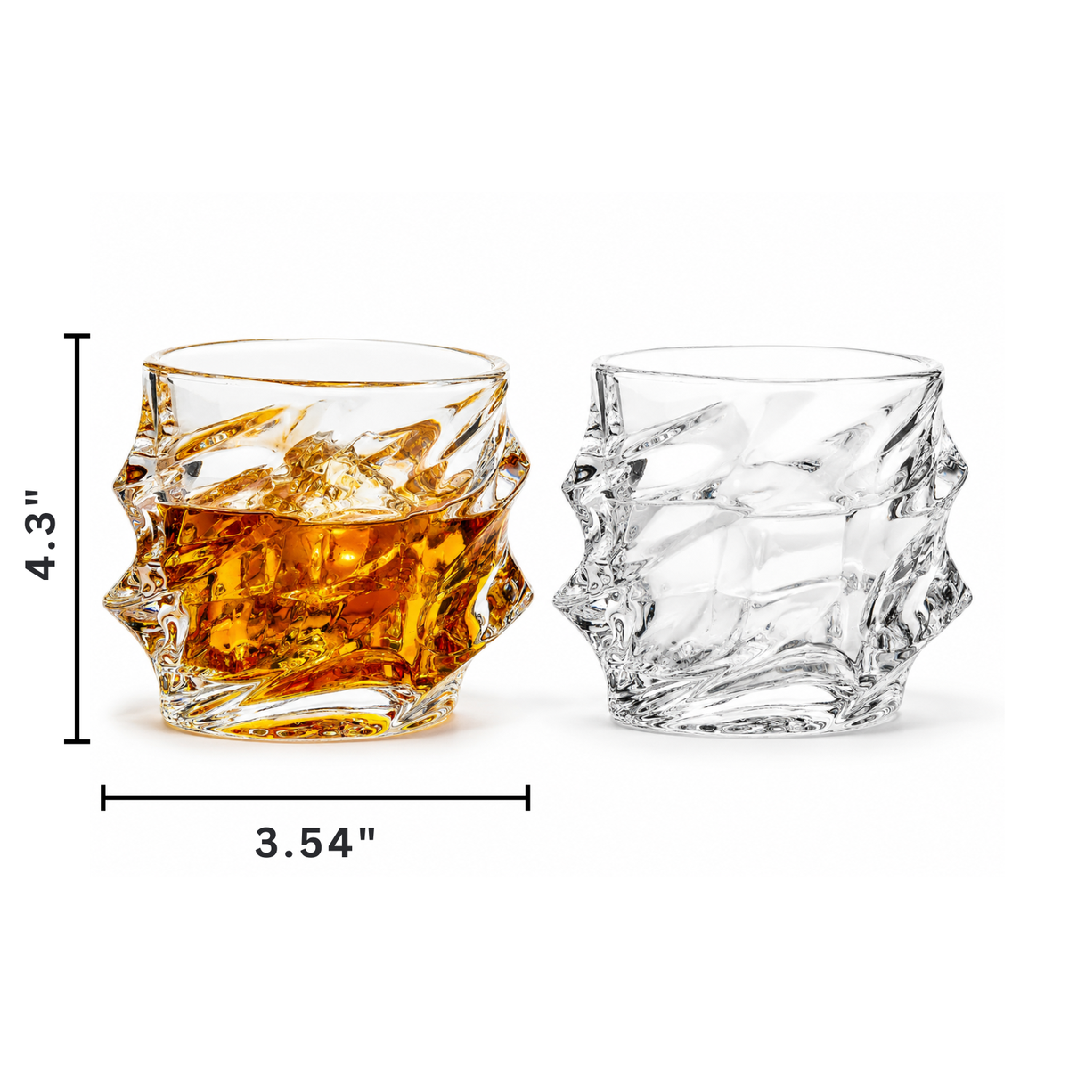 Storm Japanese Crystal Whiskey Glasses Set of 2 | 10oz
